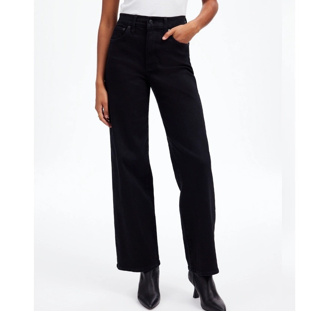 Madewell The Tall Perfect Vintage Wide-Leg Jean in Black Rinse Wash Size 31T